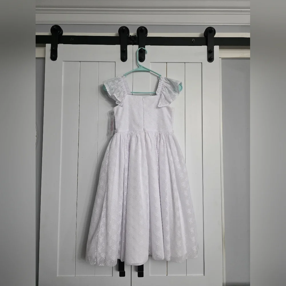 Bonnie Jean Communion Short Sleeve Flutter Flower Girl Fit + Flare Dress. NEW!